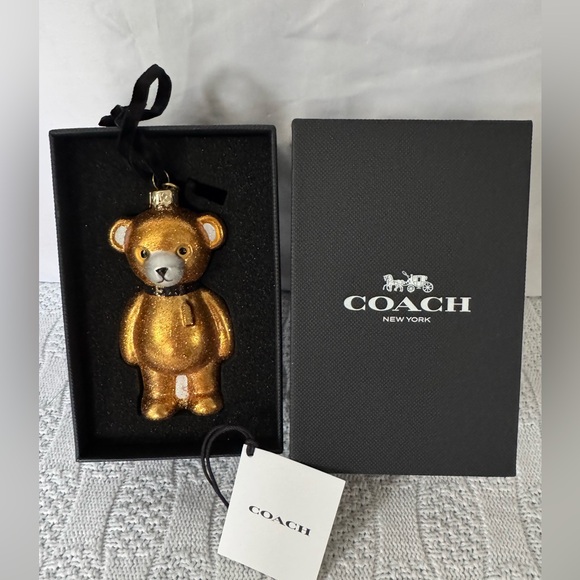 Coach Other - Coach NIB glass 4.75” gold bear Ltd Ed ornament